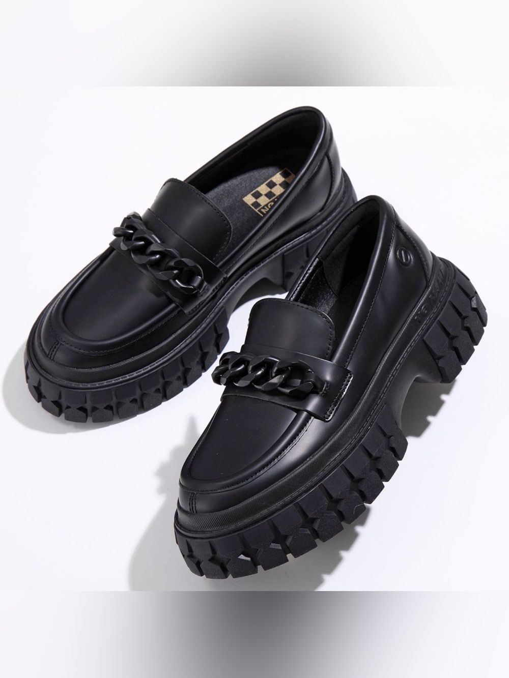 NO NAME Hiker Moc Black Chunky Platform Loafers Chain EU 36